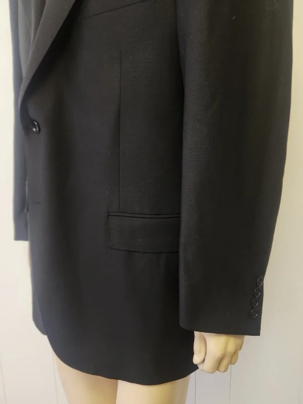 Canali black blazer 46R men's wool two button Italy